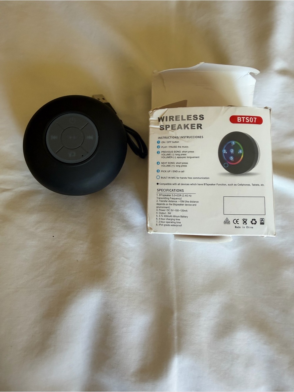 Wireless Bluetooth Shower Speaker BTS07 - Black